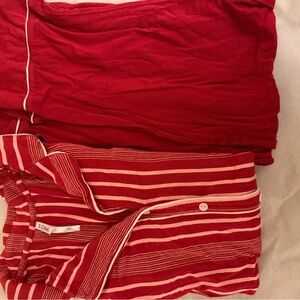 Soma Crimson and White Striped Pajama Set